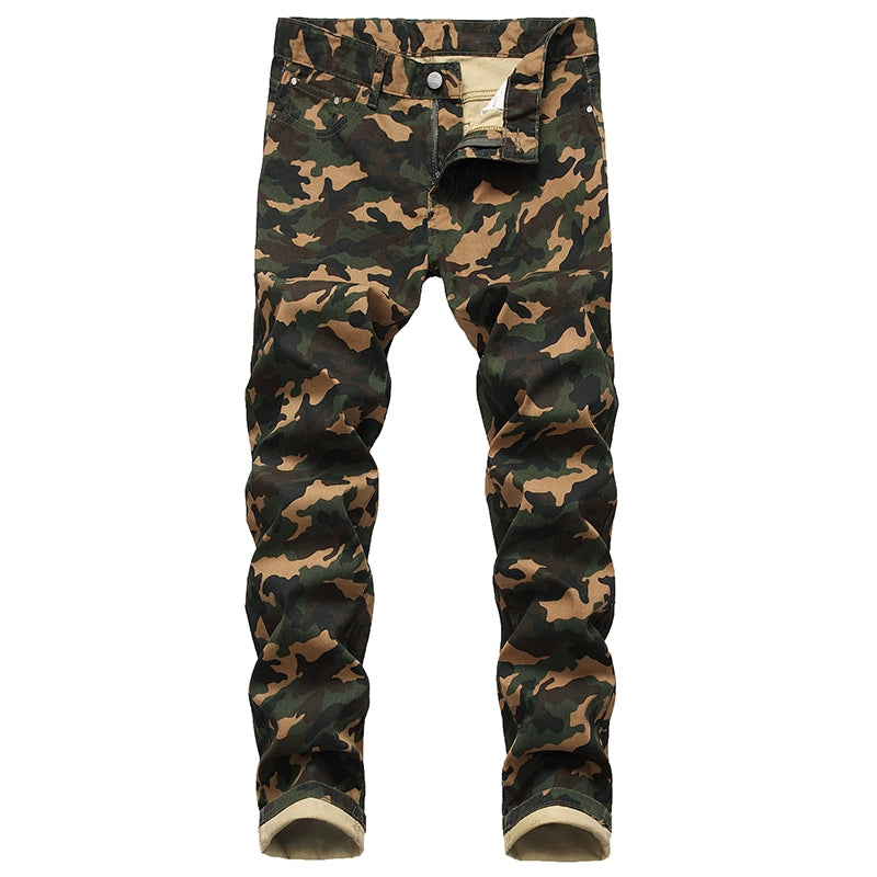 Slim-Fit Stretch Urban Casual Camouflage Chinos – Xaxia Blanco