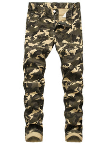 Slim-Fit Stretch Urban Casual Camouflage Chinos