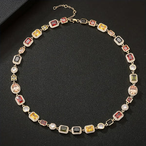 Multi-colored Gemstone necklace and bracelet