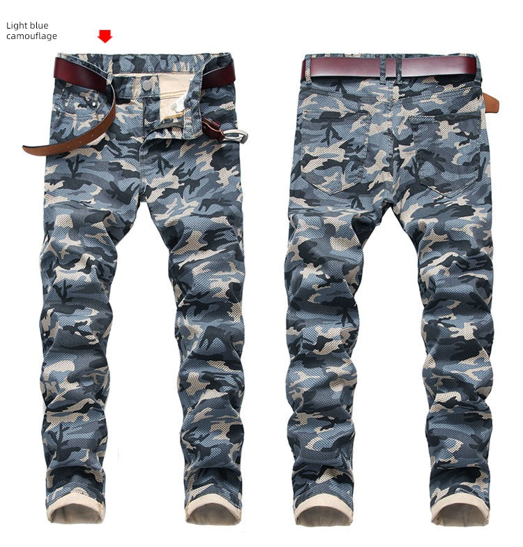 Slim-Fit Stretch Urban Casual Camouflage Chinos