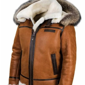 Cognac faux fur coat