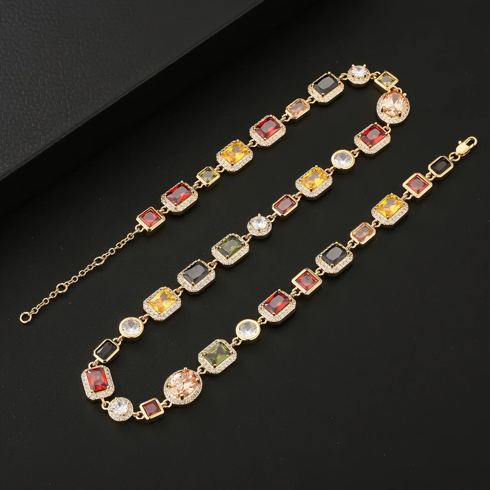 Multi-colored Gemstone necklace and bracelet