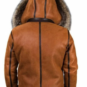 Cognac faux fur coat