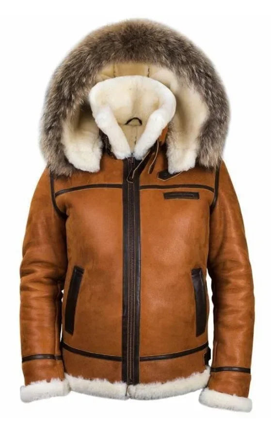 Cognac faux fur coat