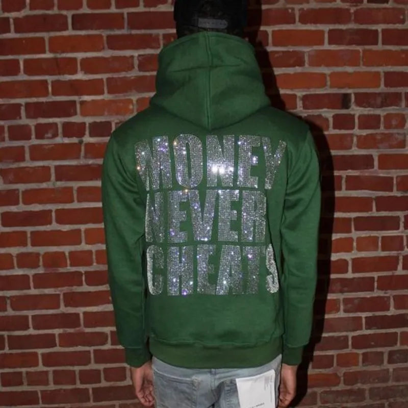 Money Never Cheats Rhinestone hooded sweatshirt