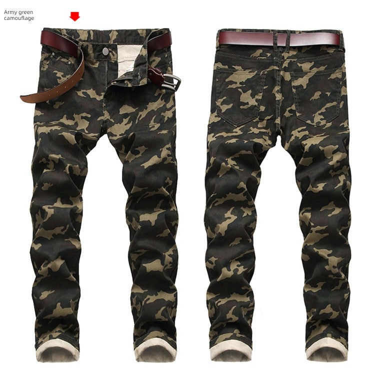 Slim-Fit Stretch Urban Casual Camouflage Chinos