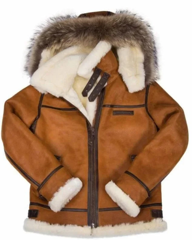 Cognac faux fur coat