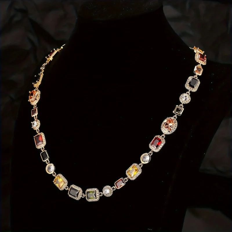 Multi-colored Gemstone necklace and bracelet