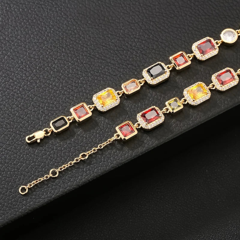 Multi-colored Gemstone necklace and bracelet