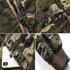 Camouflage faux fur Tactical Hooded Coat