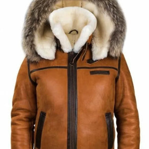 Cognac faux fur coat