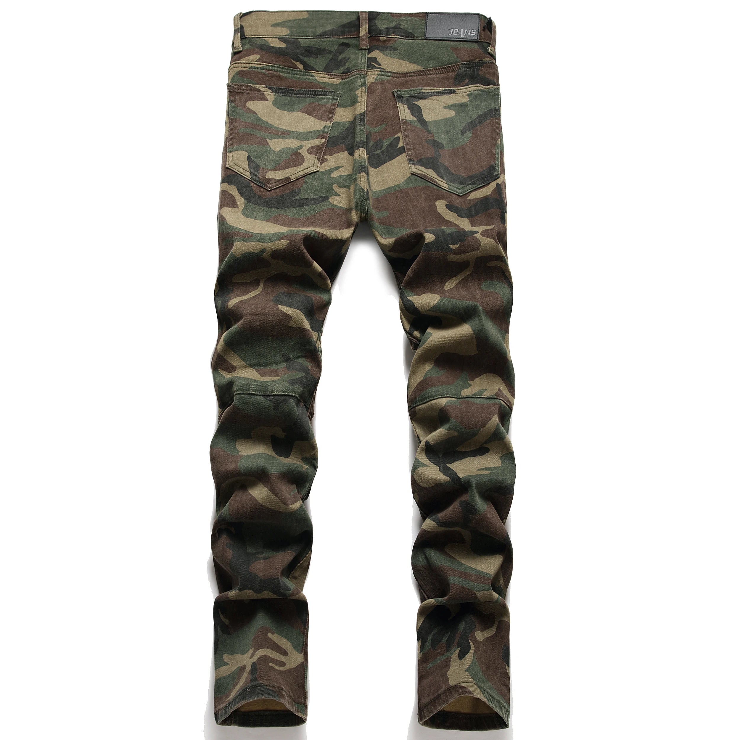 Camouflage Raglan Patch Slim Straight Jeans