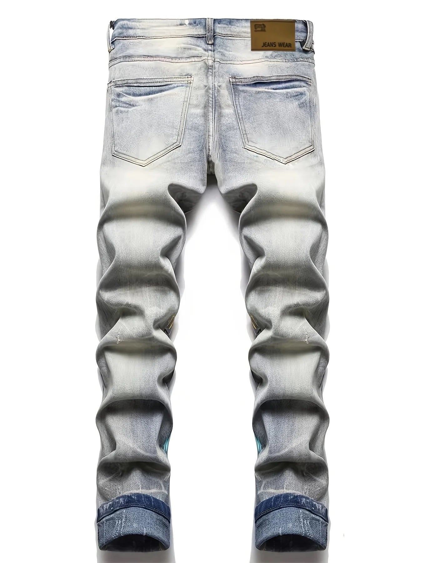 "Rock Steady" Graffiti Pattern Print Men's Slim Fit Denim Pants