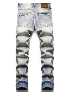 "Rock Steady" Graffiti Pattern Print Men's Slim Fit Denim Pants