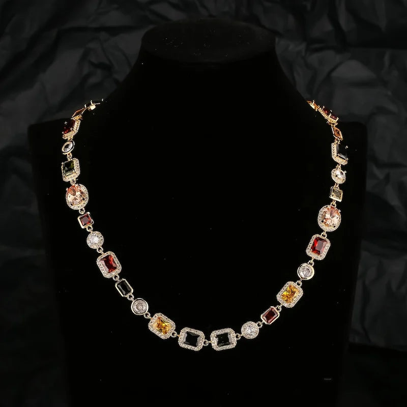 Multi-colored Gemstone necklace and bracelet