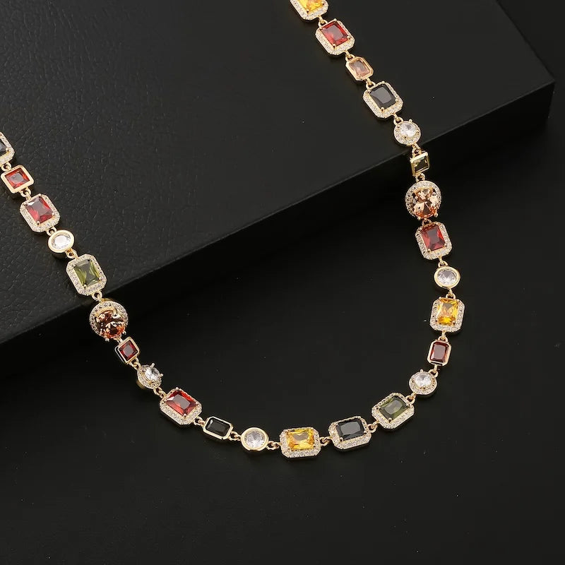 Multi-colored Gemstone necklace and bracelet