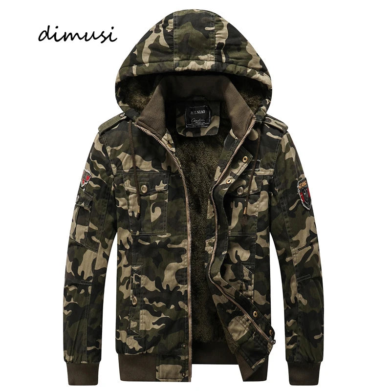 Camouflage faux fur Tactical Hooded Coat