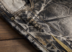 Retro Embroidered Wings Distressed Nostalgic Jeans