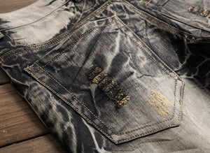 Retro Embroidered Wings Distressed Nostalgic Jeans