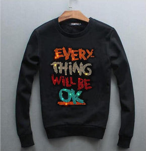“Everything will be OK” -  Rhinestone long Sleeve  hoodies