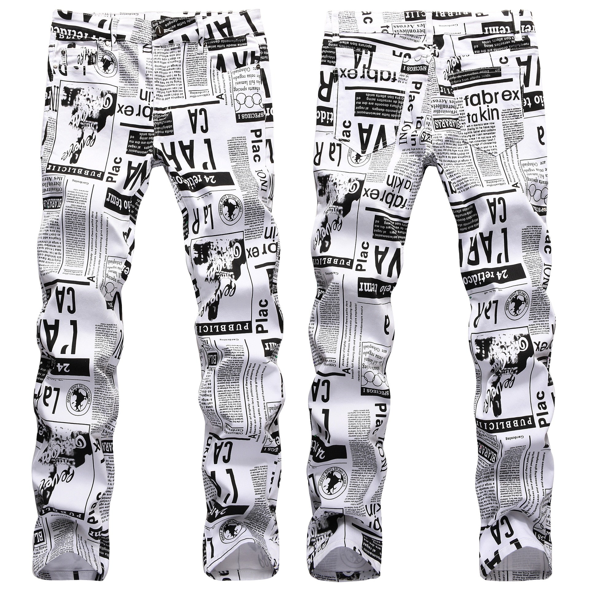 "Streets is Talking"-  Men's blk and wht graphic print jeans