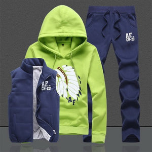 Three-Piece Hoodied Sweatsuit/Tracksuit Sets with inner Vest